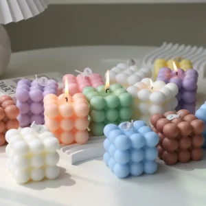 Bougie parfumée cube à bulles en cire de soja