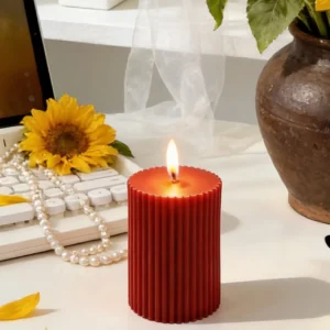 Bougie parfumée cylindrique à motifs colorés en cire de soja