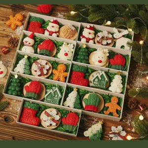 Bougies parfumées de Noël artisanales, lot de 3 – Père Noël, bonhomme de neige et cerf