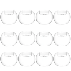 Bougeoirs ronds transparents en verre, lot de 3, 6 ou 12