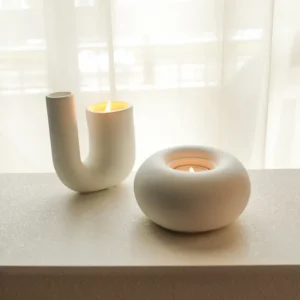 Bougeoir blanc en céramique style nordique