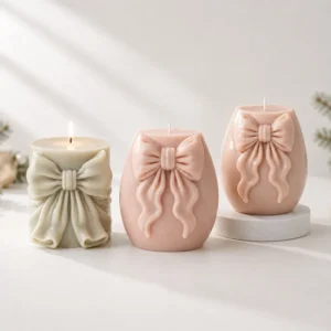 Moule en silicone pour bougie en forme de boîte cadeau avec nœud 3D