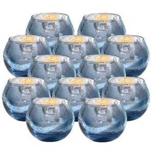 Bougeoirs en verre effet mercure pour bougies chauffe-plat, 6 ou 12 pièces