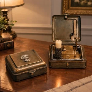 Boîte à bougeoirs avec couvercle à charnière et allumage mécanique