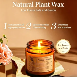 Bougie parfumée en cire de soja – Rose et bois de santal