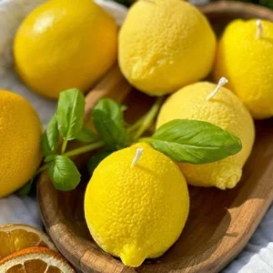 Bougie parfumée au citron en cire de soja faite à la main