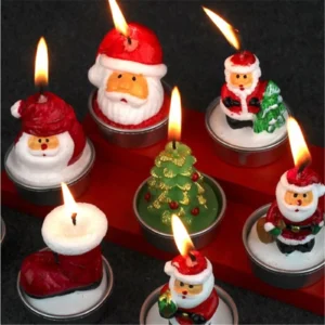 Bougie parfumée artisanale en cire de paraffine – Père Noël ou bonhomme de neige