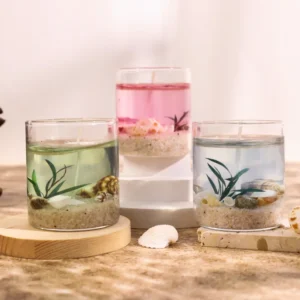Bougie parfumée artisanale en cire de gel transparente