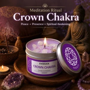 Bougie parfumée Chakra Couronne au bois de santal avec boîte cadeau