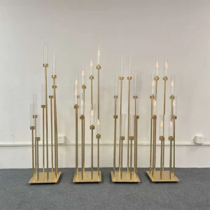 Bougeoir doré en métal à 8 branches – lot de 2, 5 ou 10
