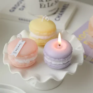 Bougie parfumée en forme de macaron