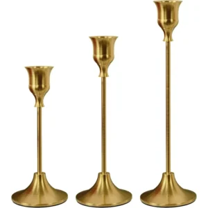 Lot de 3 bougeoirs vintage en métal pour table
