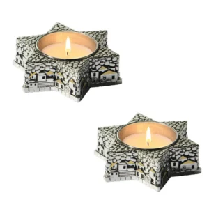 Ensemble de 2 porte-bougies vintage argentés pour le Shabbat