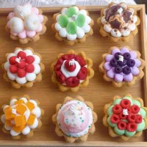 Bougie parfumée décorative en cire de paraffine – tarte, croissant, tournesol et fruits