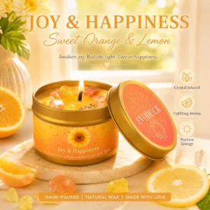 Bougie parfumée cristal à l’orange douce et au citron EVODUCK, 3 oz