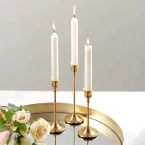 Lot de 3 bougeoirs vintage en métal, style européen