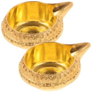 Lot de 2 bougeoirs en forme de lotus – lampes à huile
