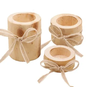 Ensemble de bougeoirs cylindriques en bois