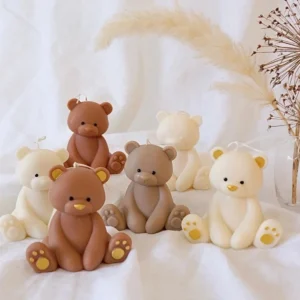 Bougie parfumée ours brun assis 3D en cire de soja