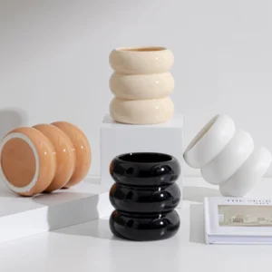 Bougeoirs cylindriques en céramique blanche, style nordique