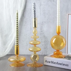 Ensemble de 3 photophores en verre pour décoration de table