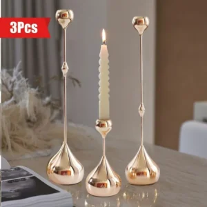 Ensemble de bougeoirs en métal pour décoration de table