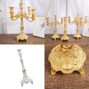 Bougeoirs coniques en métal allié à motif floral