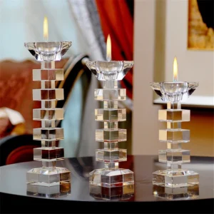 Bougeoirs romantiques en verre de cristal pour bougies chauffe-plat