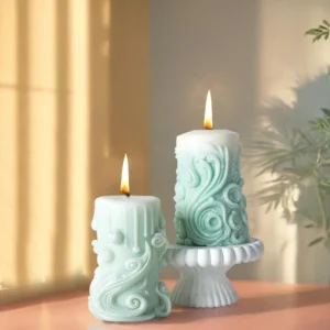 Moule à bougie cylindrique en silicone, motif flocon de neige et vague