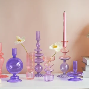 Bougeoirs en verre pour décoration de table