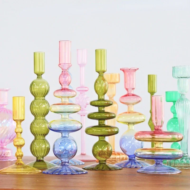 Bougeoirs décoratifs en verre coloré – Image 2