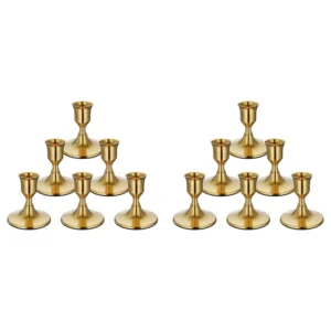 Bougeoirs dorés en métal vintage AS60, lot de 12