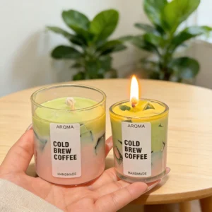 Bougie parfumée au matcha et à l’orange en cire de gel