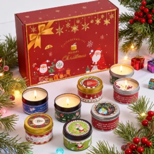 Ensemble de bougies parfumées de Noël en pot