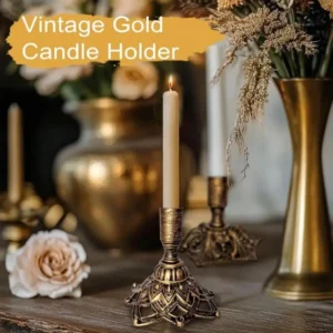 Paire de chandeliers vintage en laiton doré pour bougies de 34 pouces