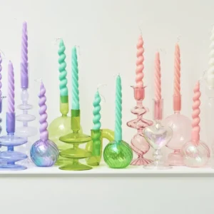 Bougeoir en verre coloré pour décoration de table