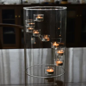 Bougeoir cylindrique extra large en verre borosilicate