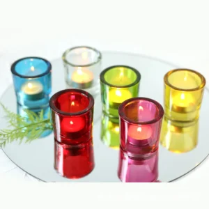Bougeoirs votifs en verre coloré