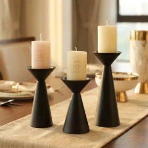 Lot de 3 bougeoirs sablier noirs mats en métal