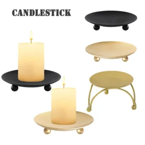 Bougeoirs en fer noir et doré, style moderne
