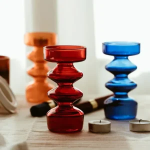 Photophore en verre moderne pour grande bougie chauffe-plat