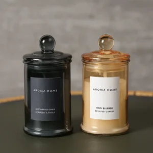 Bougie parfumée en pot en verre, cire de soja et aromathérapie