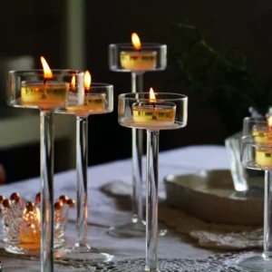 Ensemble de bougeoirs en verre pour bougies chauffe-plat