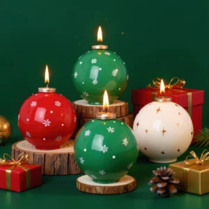 Bougie parfumée sphérique en cire de soja pour Noël