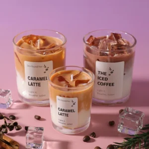 Bougie parfumée en cire de gel, style tasse de matcha