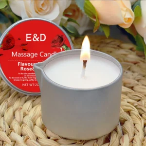 Bougie parfumée à la rose et huile de massage 2 oz