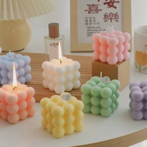 Bougie parfumée cube irrégulier en cire de soja
