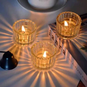 Photophores en verre transparent, lot de 2
