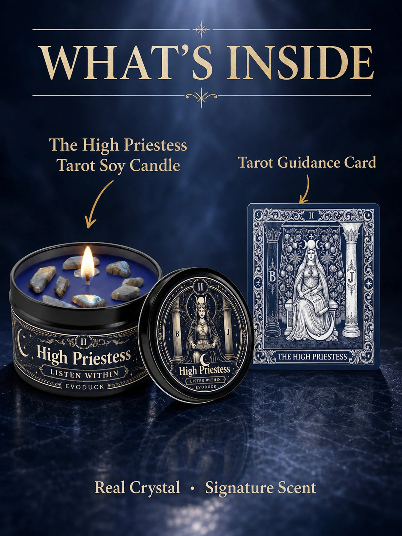 EVODUCK Bougie parfumée Tarot de la Grande Prêtresse – Image 2