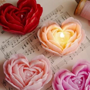 Bougie parfumée en cire de soja en forme de rose – 1 pièce
